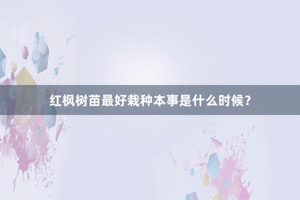 红枫树苗最好栽种本事是什么时候？